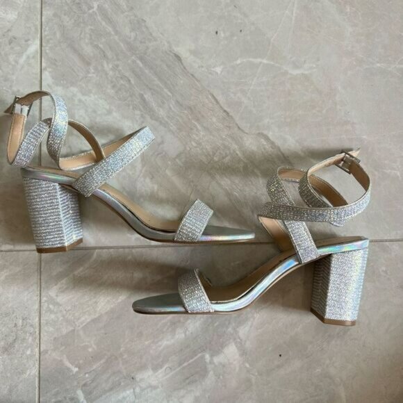 Silver Wrap Around Heels  - Picture 1 of 3